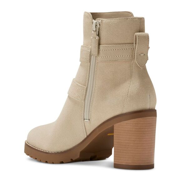 NWT COLE HAAN Womens Beige Foster Almond Stacked Heel Suede Heeled Boots 6.5 B - Picture 3 of 5